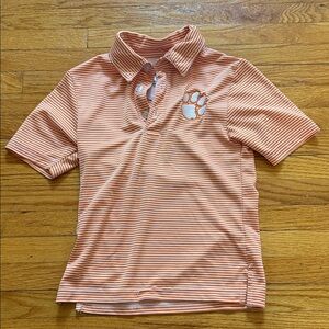 Kids Orange Clemson Striped Polo Shirt